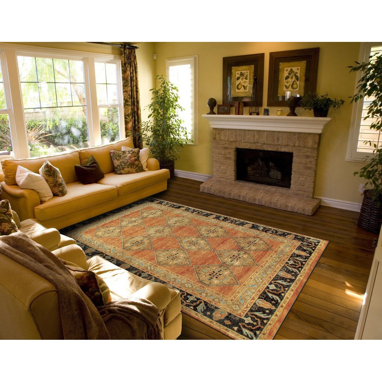 Feizy Rugs Ustad Rust/Charcoal 7'-9" x 9'-9" Area Rug