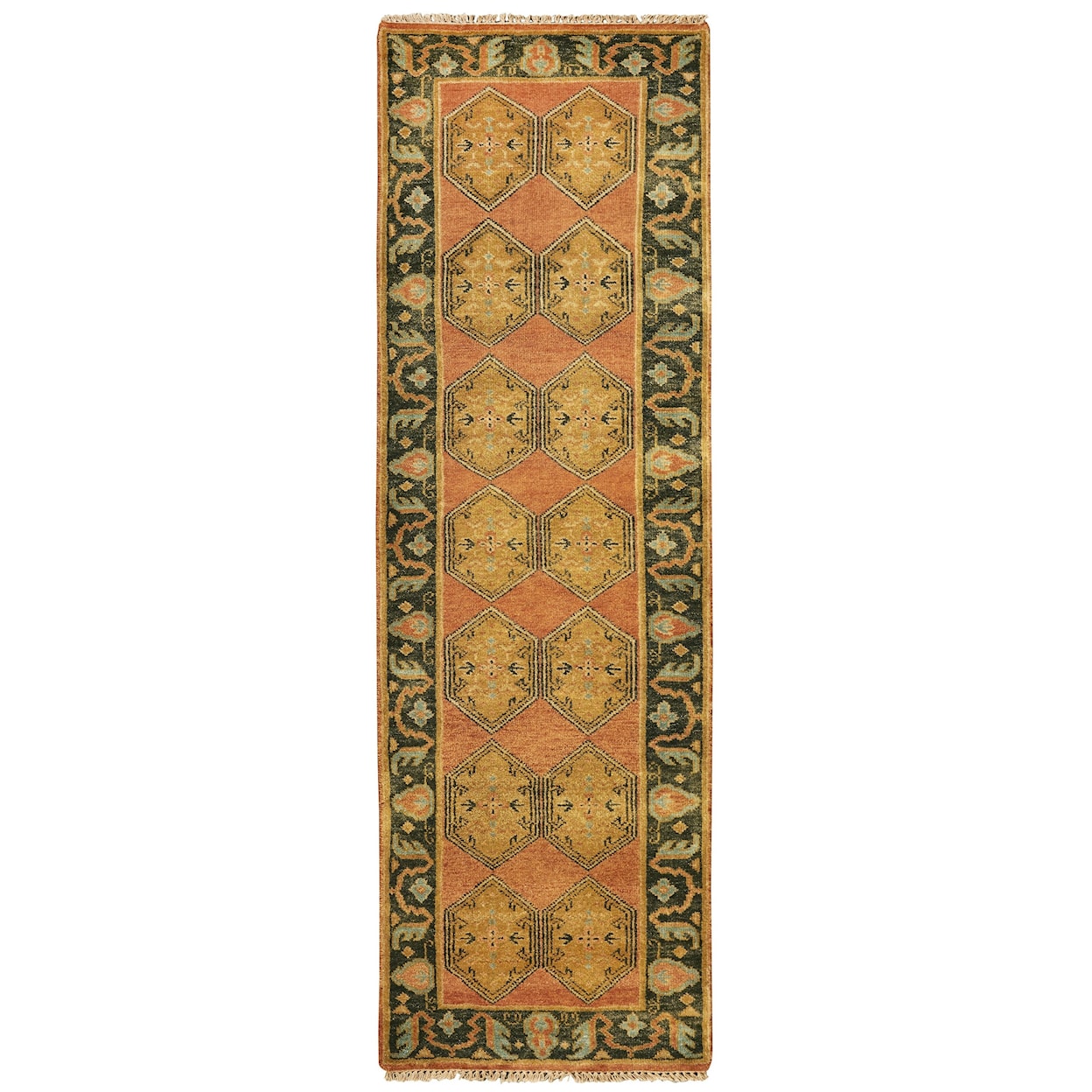 Feizy Rugs Ustad Rust/Charcoal 2'-6" x 8' Runner Rug