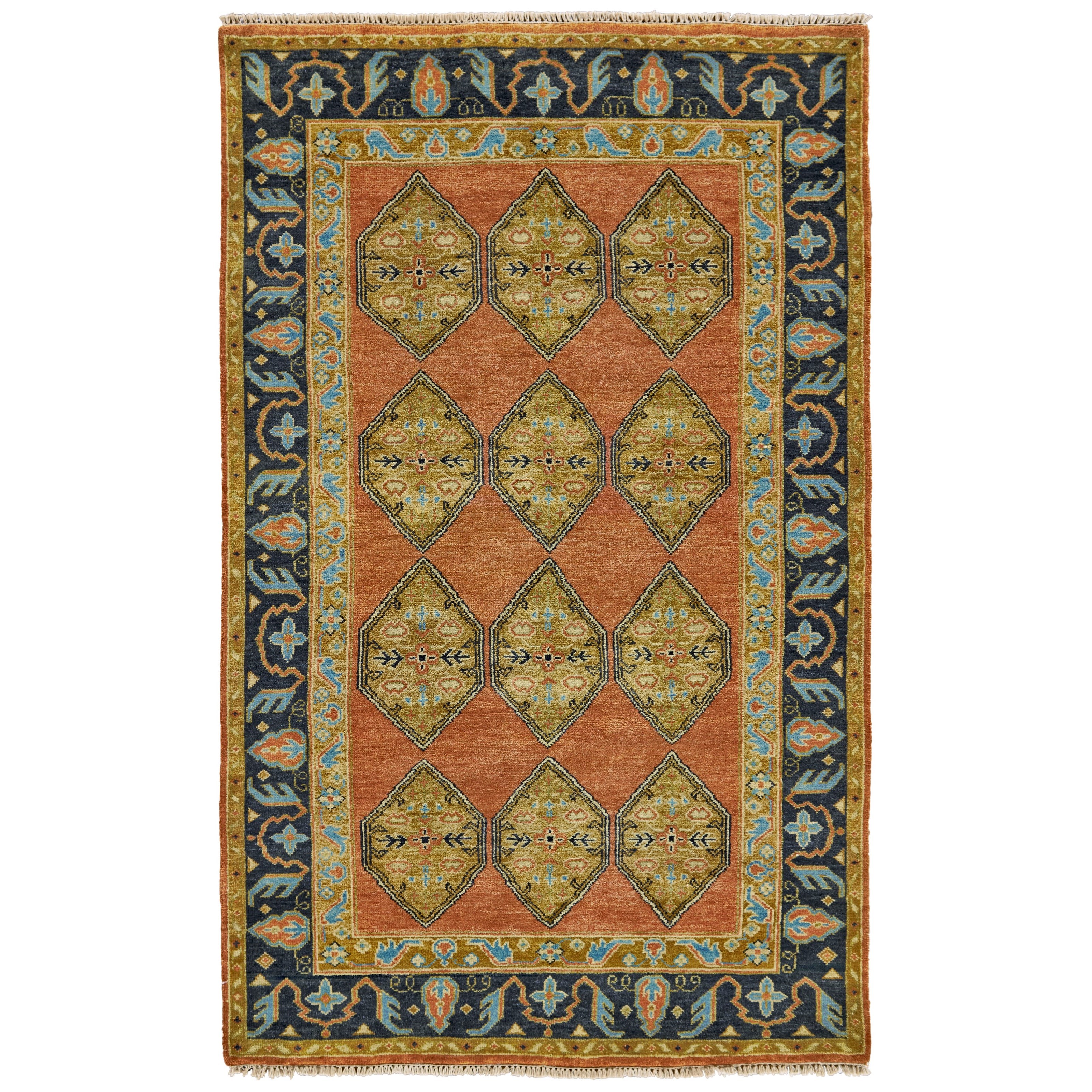 Feizy Rugs Ustad Rust/Charcoal 2'-6" x 8' Runner Rug