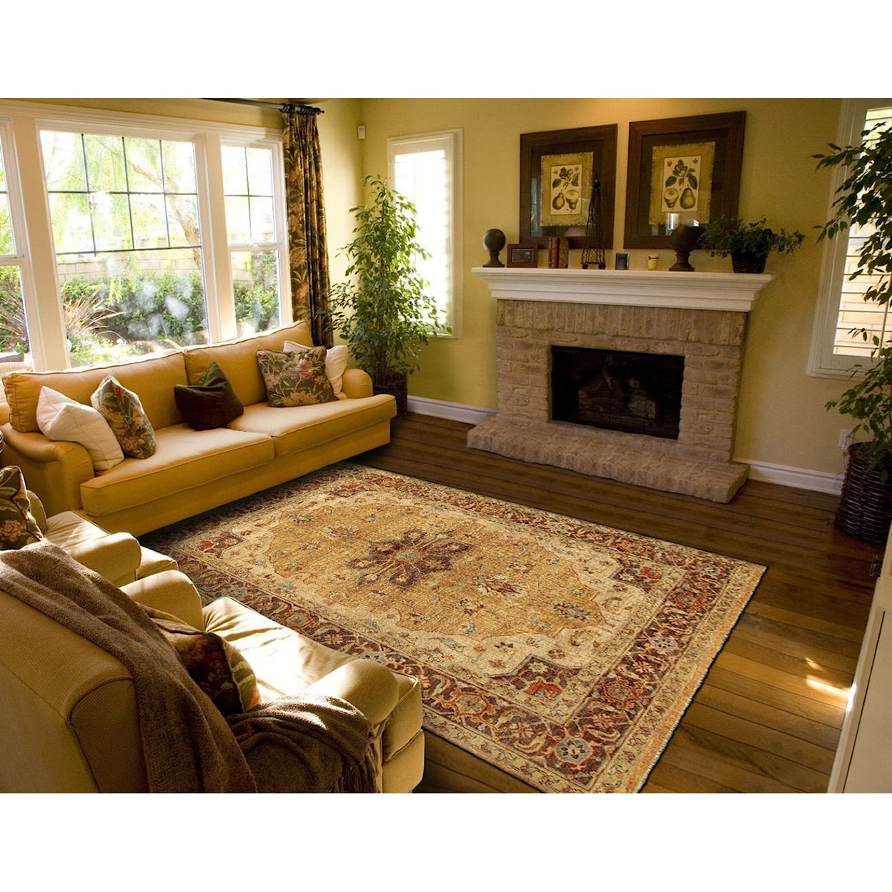 Feizy Rugs Ustad Gold/Brown 7'-9" x 9'-9" Area Rug