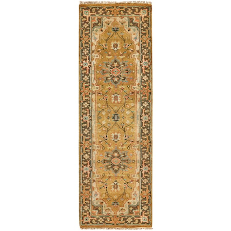 Gold/Brown 2'-6" x 8' Runner Rug