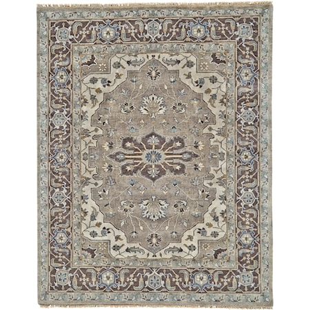 Ivory/Walnut 2'-6" x 8' Runner Rug