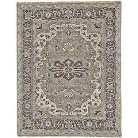 Ivory/Walnut 2'-6" x 8' Runner Rug