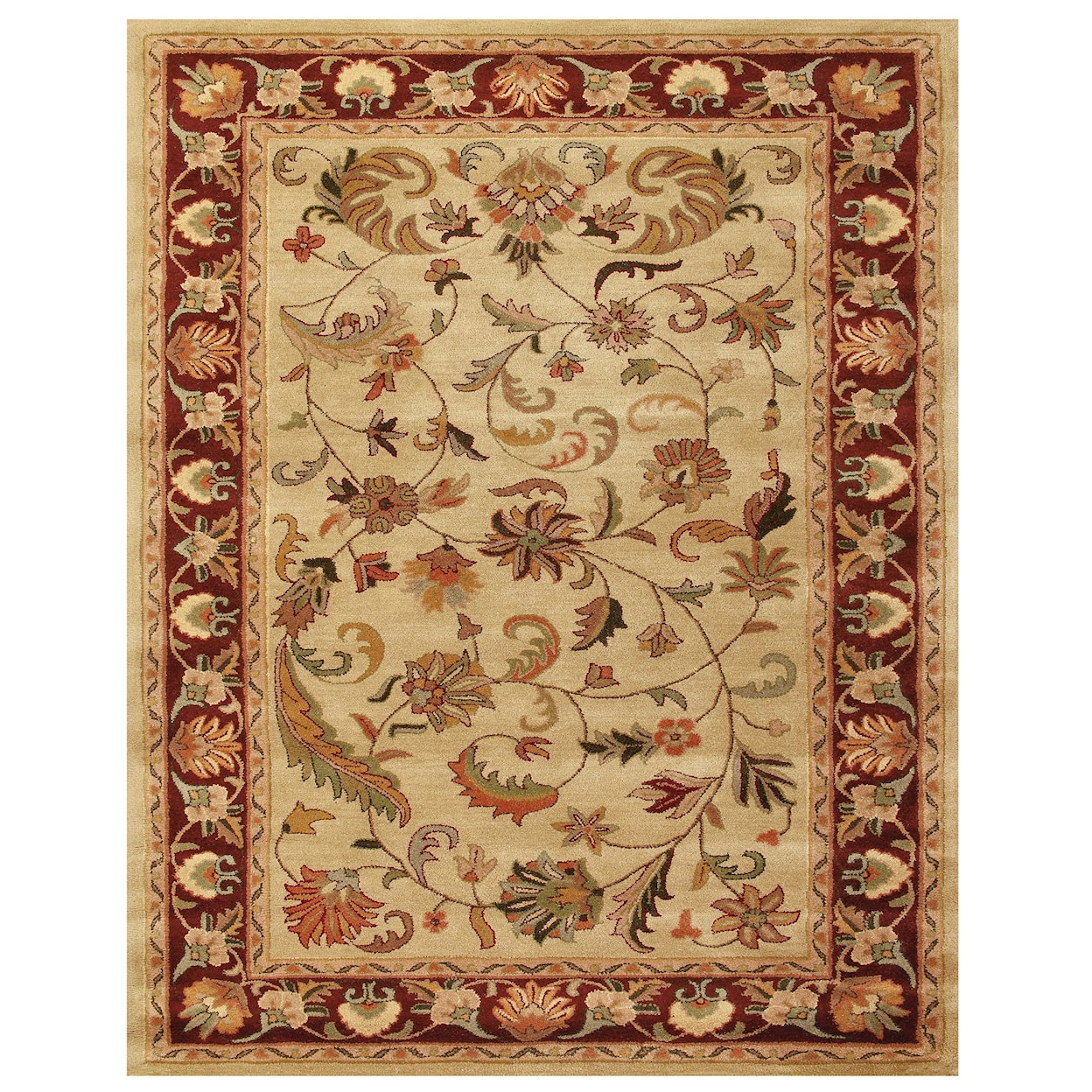 Feizy Rugs Yale Ivory/Red 3'-6" x 5'-6" Area Rug