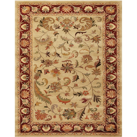 Ivory/Red 5' x 8' Area Rug