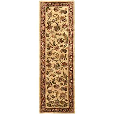 Ivory/Red 2'-3" x 8' Runner Rug