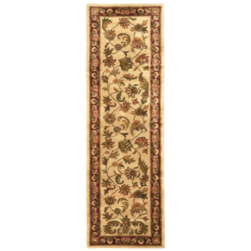 Ivory/Red 2'-3" x 8' Runner Rug