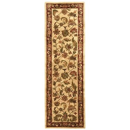 Ivory/Red 2'-3" x 8' Runner Rug