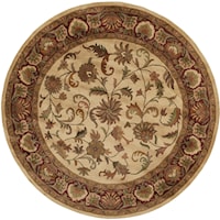 Ivory/Red 8' x 8' Round Area Rug