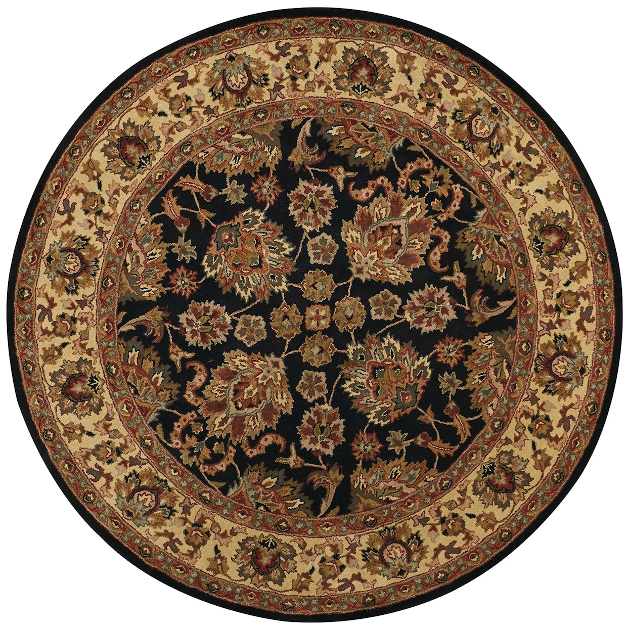 Feizy Rugs Yale Black/Gold 8' x 8' Round Area Rug
