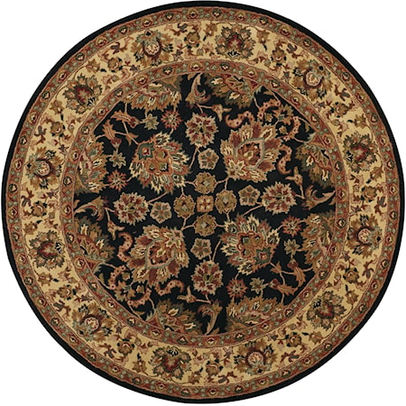 Black/Gold 8' x 8' Round Area Rug