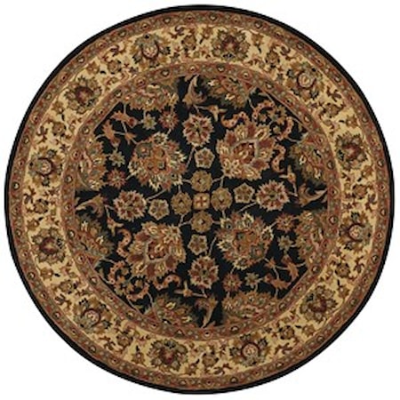 Black/Gold 8' x 8' Round Area Rug