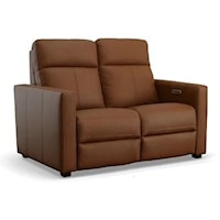 Contemporary Power Reclining Loveseat with Power Headrests