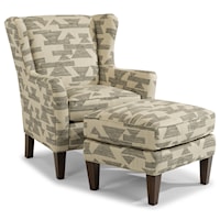 Transitional Chair and Ottoman Set with Tall, Tapered Legs