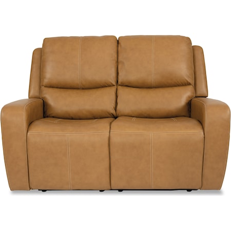 Transitional Power Reclining Loveseat with Power Headrests