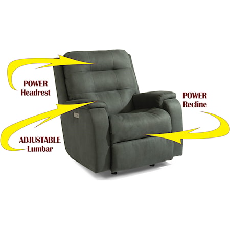 Power Headrest and Lumbar Rocking Recliner