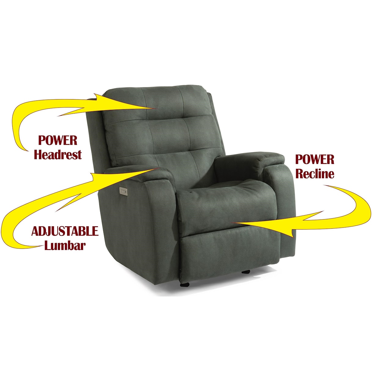 Flexsteel Arlo Power Headrest and Lumbar Rocking Recliner