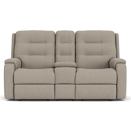 Power Headrest and Lumbar Console Loveseat