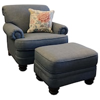 Traditional Rolled Back Chair & Ottoman Set