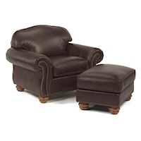 Traditional Chair and Ottoman with Nail Head Trim