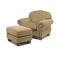 Traditional Chair and Ottoman with Nail Head Trim
