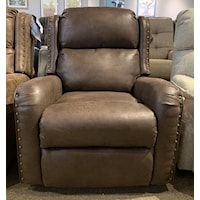 Rustic Swivel Glider Recliner with Oversized Nailheads