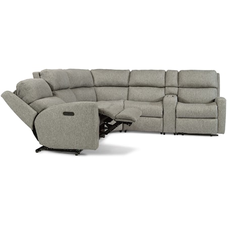 6 Piece Power Reclining/Power Headrest Sectional with LAF/RAF Power Recliners, Armless Power Recliners, Wedge and Console