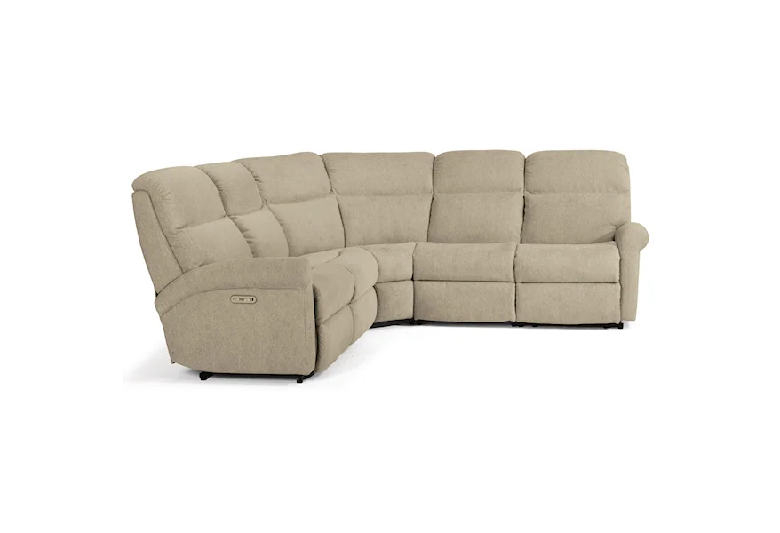 Davis 5-Pc Power Reclining Sectional with Power HR by Flexsteel at Mueller Furniture