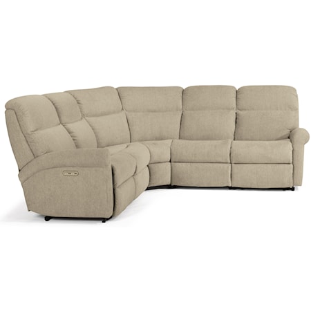 Casual 5 Piece Power Reclining Sectional with USB Ports