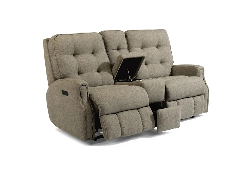 Devon Reclining Loveseat with Console by Flexsteel at Williams & Kay