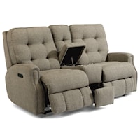 Button Tufted Power Reclining Console Loveseat with Nailhead Trim