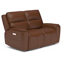 Transitional Power Reclining Loveseat with Power Headrests