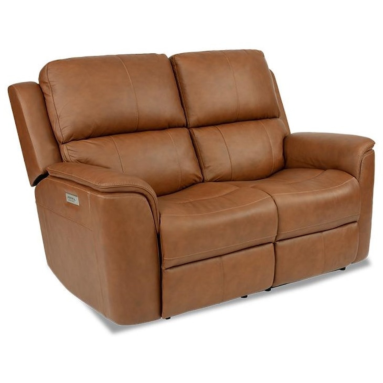 Flexsteel Aarons Power Headrest & Lumbar Reclining Loveseat