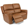 Flexsteel Aarons Power Headrest & Lumbar Reclining Loveseat