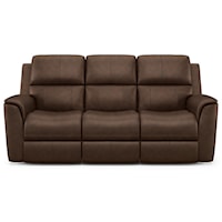 Casual Power Reclining Sofa with Power Headrest and Power Lumbar Support