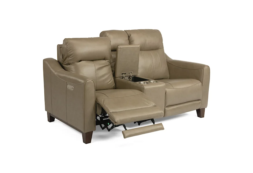 Latitudes - Forte Power Reclining Console Loveseat by Flexsteel at VanDrie Home Furnishings