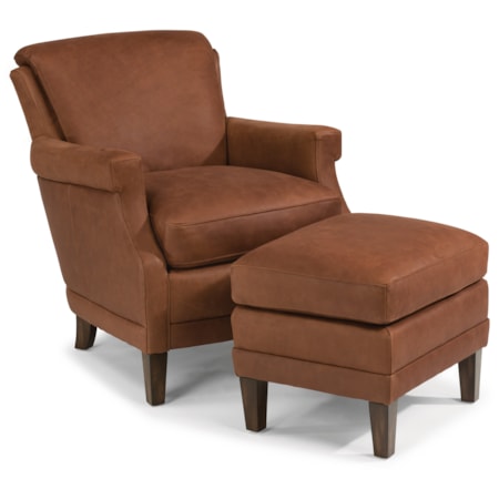 Leather Chair and Ottoman Set