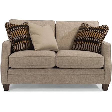 Transitional Loveseat with Scalloped Arms