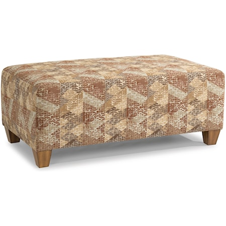 Transitional Cocktail Ottoman with Tapered Wood Legs