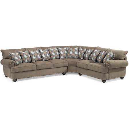 3 Pc Sectional Sofa w/ Nails