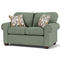 Upholstered Love Seat with Rolled Arms