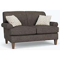 Loveseat with Rolled Arms and Tapered Legs