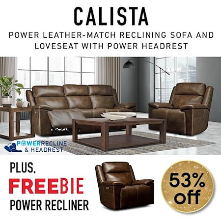 Calista Leather Reclining PKG w/ Freebie!