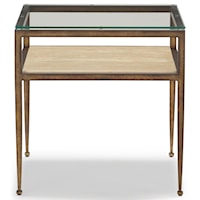 Transitional Square End Table with Glass Top