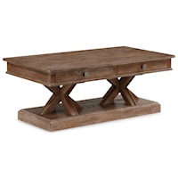 Rustic Rectangular Cocktail Table with 2 Drawers