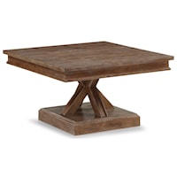Rustic Square Cocktail Table with Pedestal Base