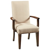Customizable Solid Wood Dining Arm Chair with Nailheads