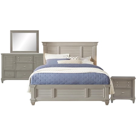 King Bed, Dresser, Mirror, Nightstand