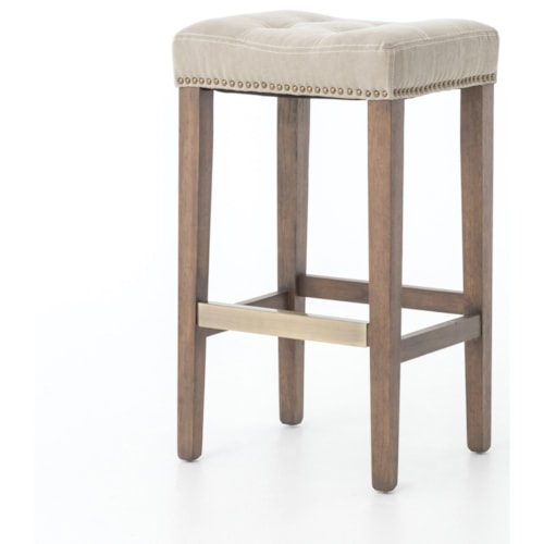 Sean Bicast Leather Barstool w/ Kickplate