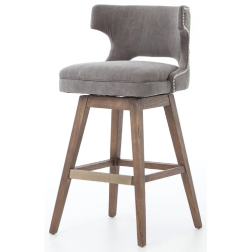 Task Barstool with Swivel Base and Dark Moon Upholstery